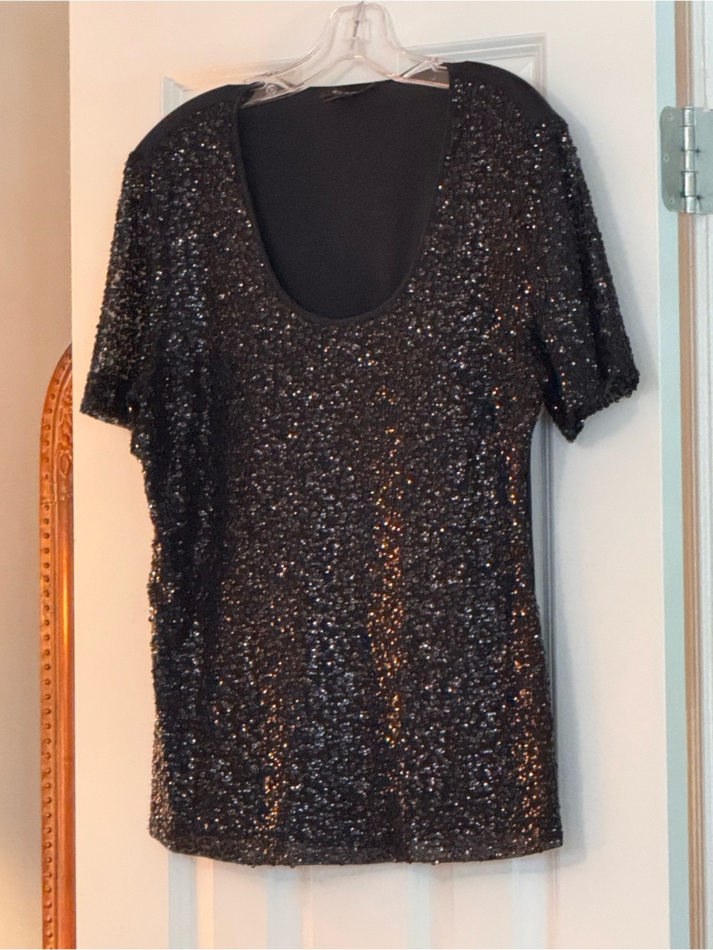 St. John Black Sequin Top